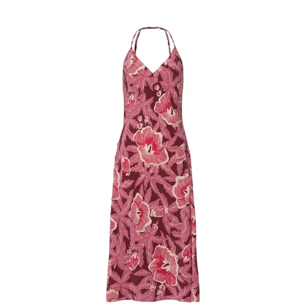 Equipment Pink Silk Midi Slip Dress Size 14 Hawaiian Vacation Designer $425 - Picture 5 of 10